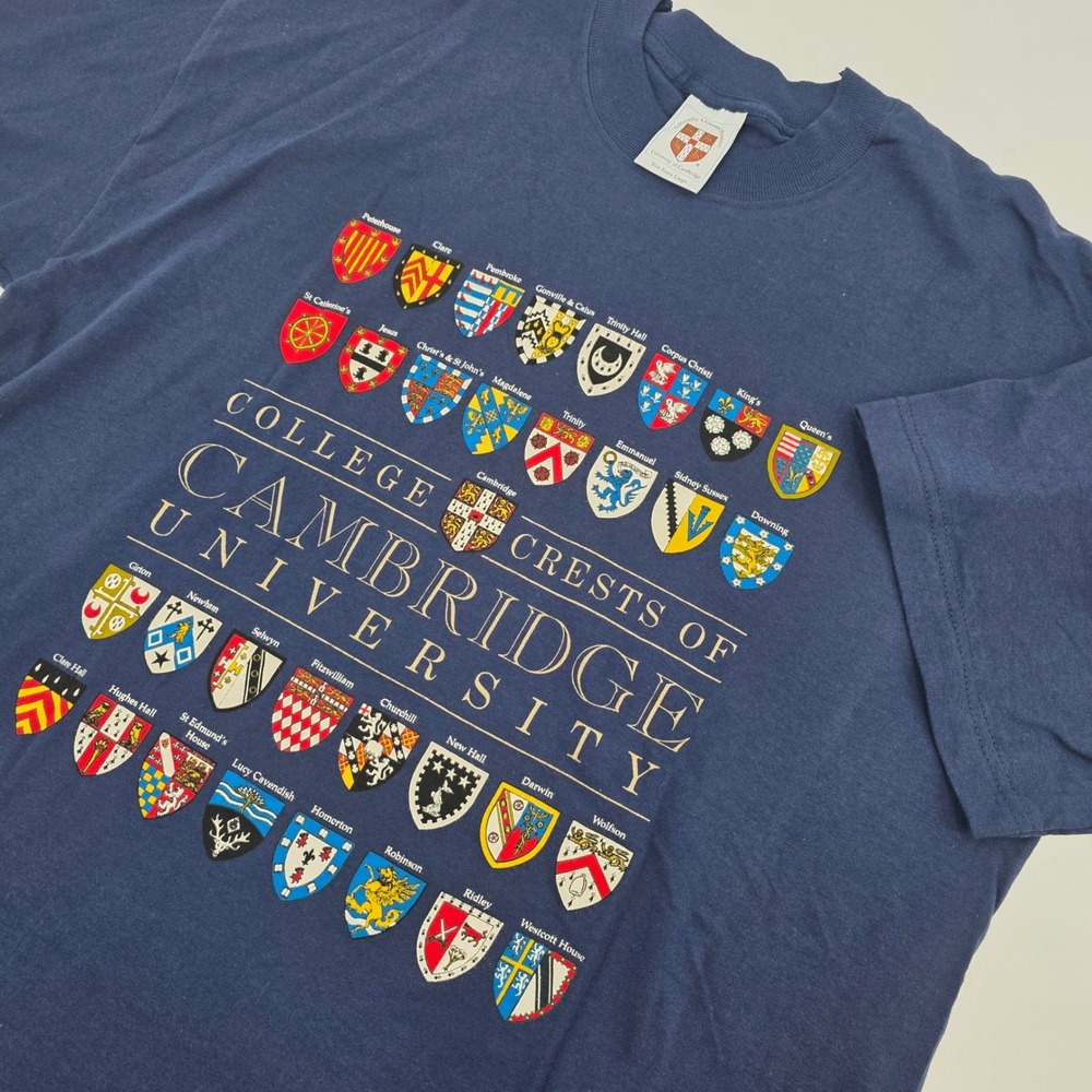 UNIVERSITY OF CAMBRIDGE SHIRT MENS XL BLUE COLLEGE CRESTS GRAPHIC OFFICIAL NEW